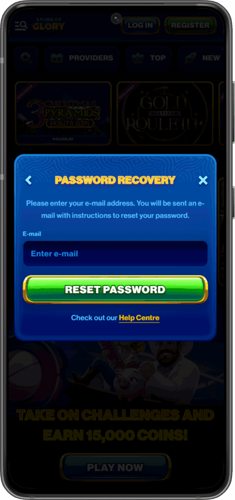 zapomenuté heslo spins of glory casino